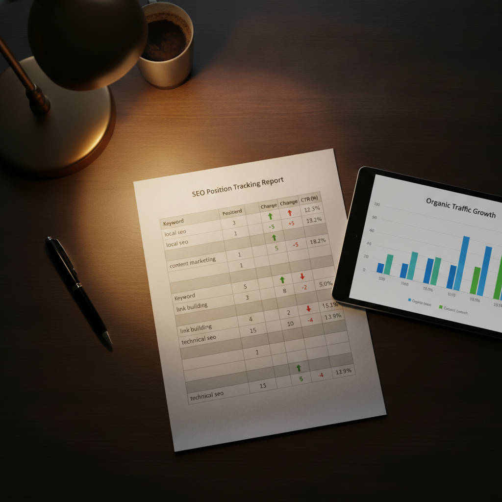 Analyse des données de positionnement Google Search Console - rapport CTR et impressions par requête - audit SEO PME