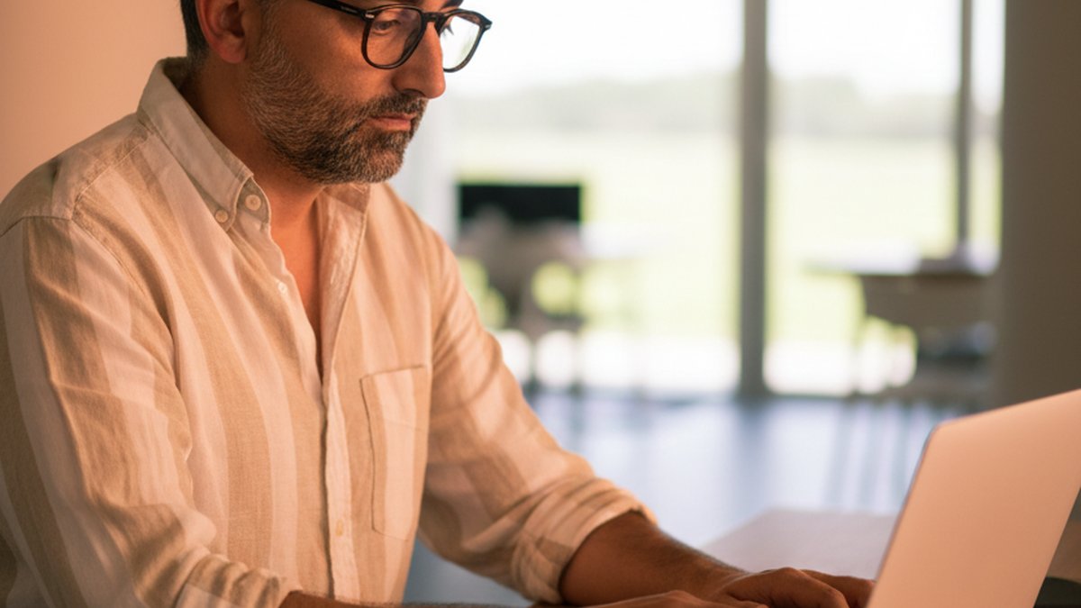 Mathieu Saudel travaille sur la refonte d'un FAQPage client dans un bureau d'agence à Agen, code JSON-LD visible à l'écran