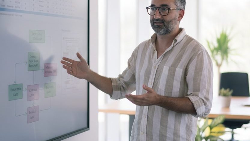 Mathieu Saudel explique sa stratégie de netlinking PME devant un tableau de comparaison