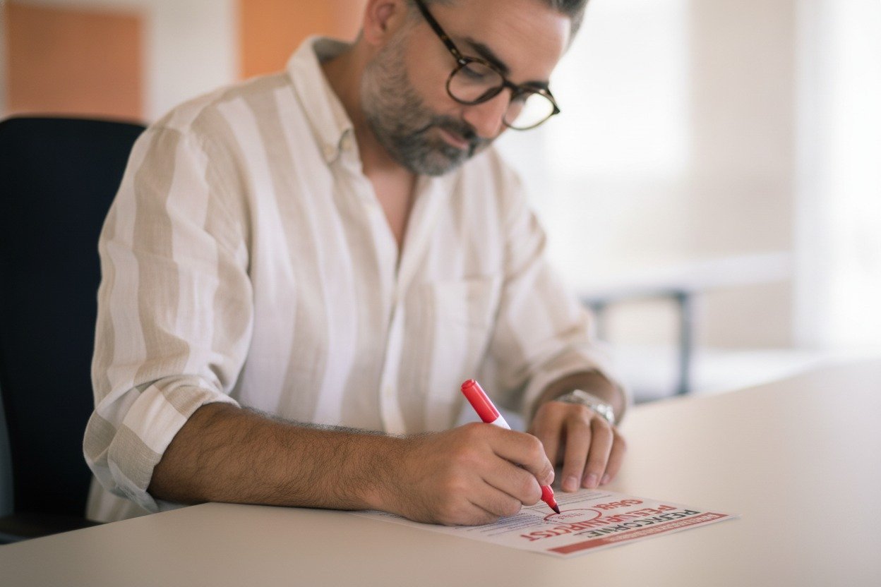 Offre SEO à bas prix sur papier avec signaux d'alerte en rouge