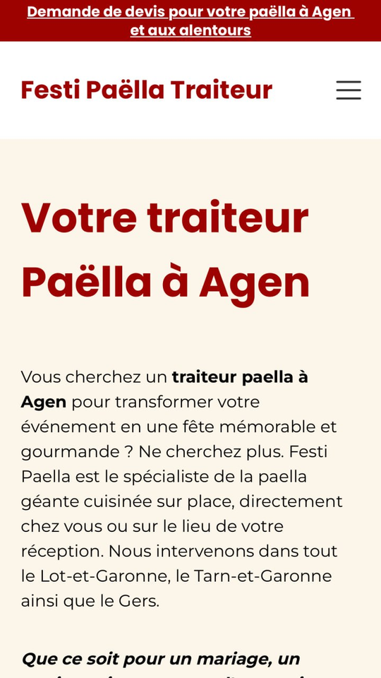 Version mobile du site Festi Paëlla