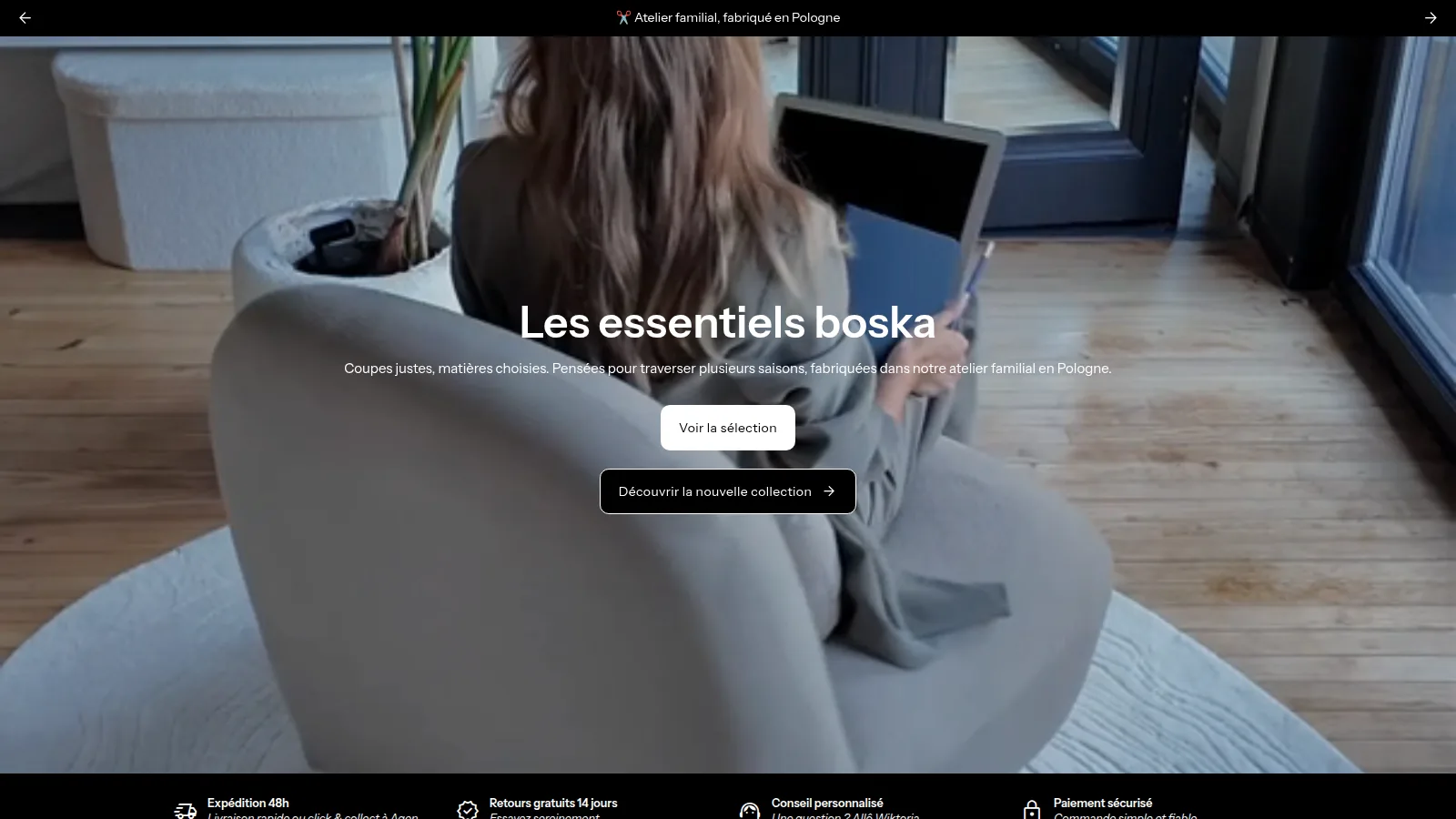 Page d'accueil du site Boska Collection