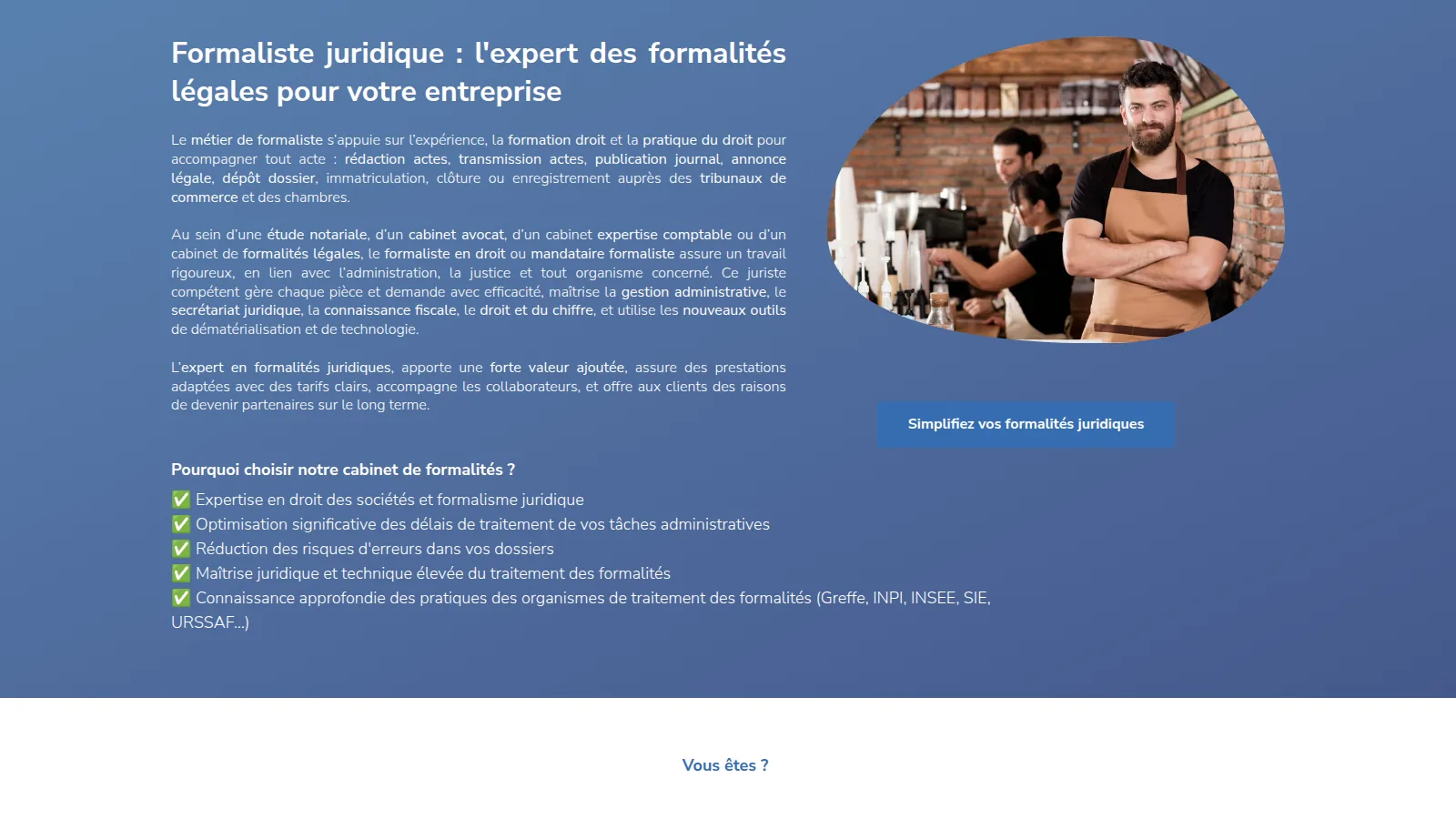 Page d'accueil du site Ma Formalité